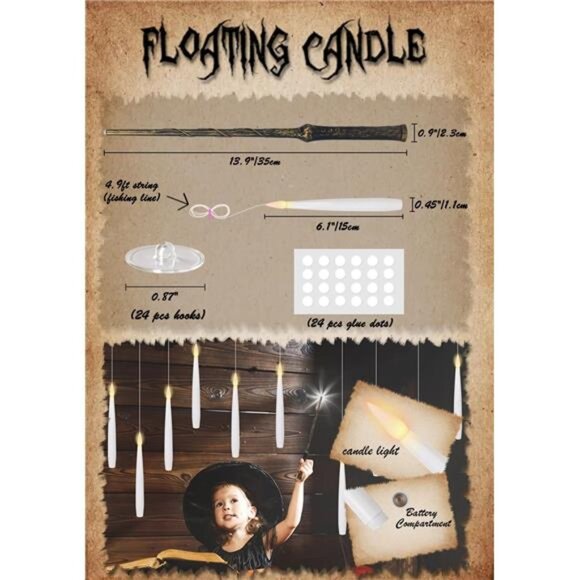 22pcs Flameless Floating Candle with Magic Wand Remote Timer, Battery Operated - Picture 5 of 7